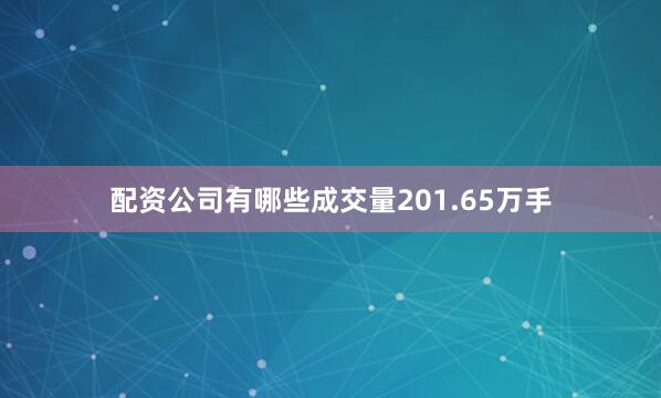 配资公司有哪些成交量201.65万手
